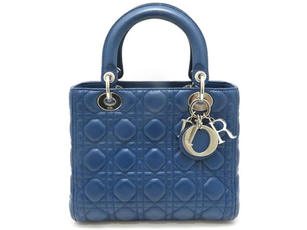 Christian Christian Dior Cannage Lady Christian Dior handbag dark blue leather